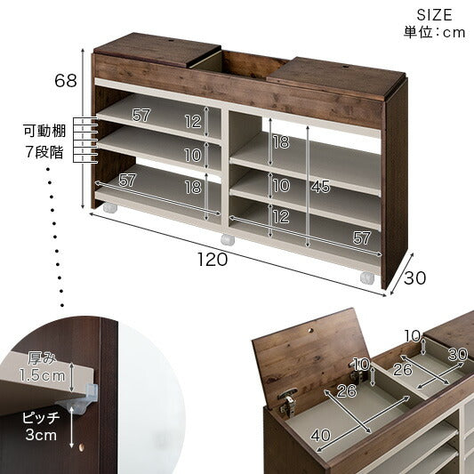 ソファバックシェルフ 国産 完成品 天然ひのき 幅120cm 可動棚 キャスター 収納付き 背面収納 〔17100088〕