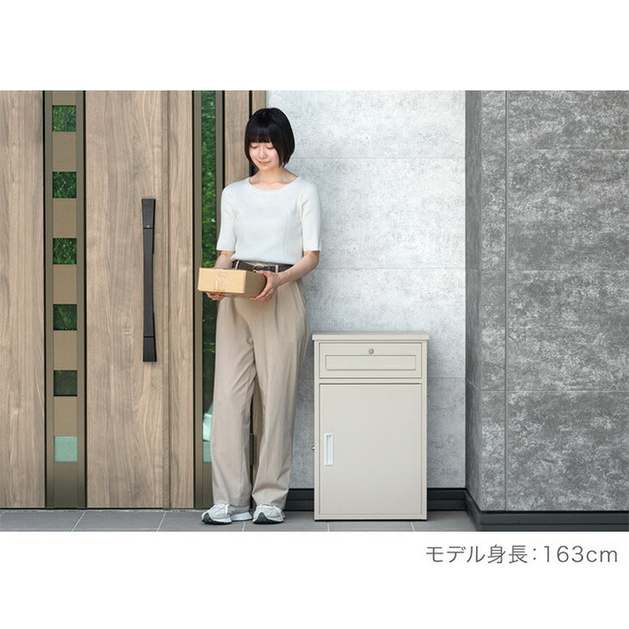 【新発売記念プライス】《完成品でお届け》 ポスト一体型 宅配ボックス 鍵付き 大容量96L 置き配 防水 指示マグネット付 組立不要〔17600167〕