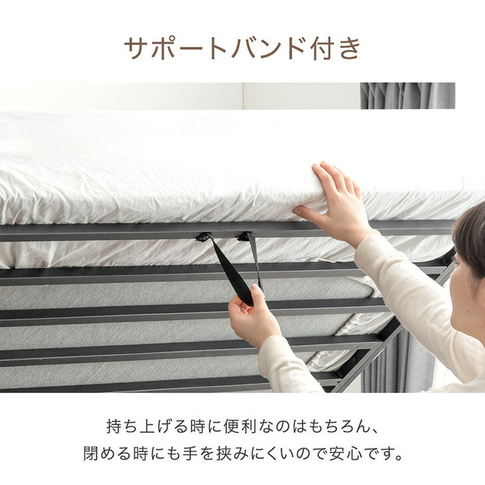 ［シングル］跳ね上げ収納ベッド 大容量 ヘッドレス ガス圧 跳ね上げベッド 収納付き〔17600177〕