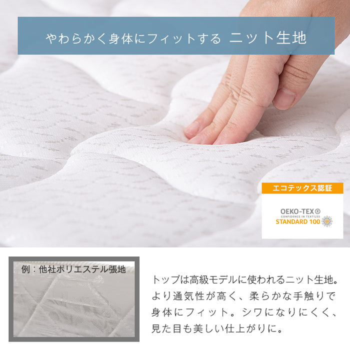 ［ダブル］トリプルエッジサポート ポケットコイルマットレス 高反発 厚み22cm ニット生地〔17800008a〕