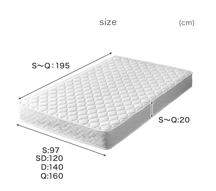 ［シングル］超スピード組立 ステージベッド マットレス付き 極厚22cm ボンネルコイル マットレスセット〔49610301〕