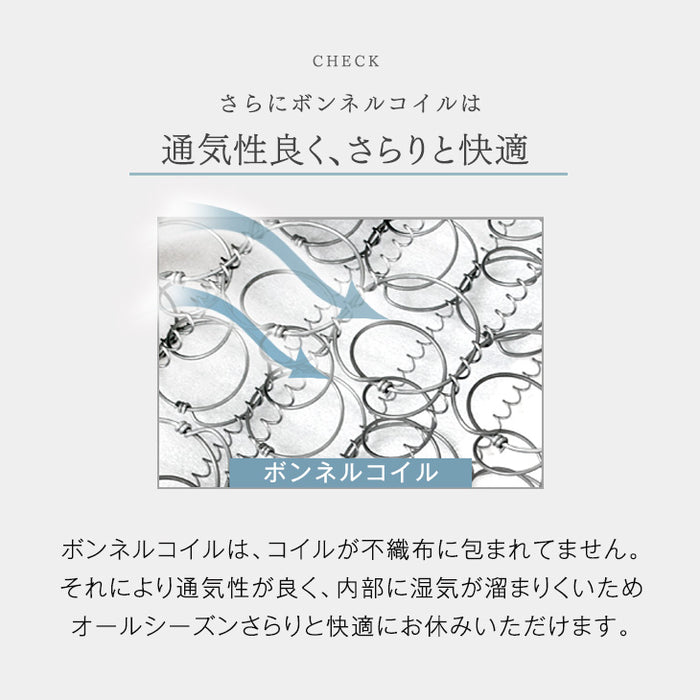 ［シングル］組み立て簡単 脚付きマットレス ボンネルコイル 高反発 圧縮梱包 安心のエコテックス生地 一体型 〔17800148〕