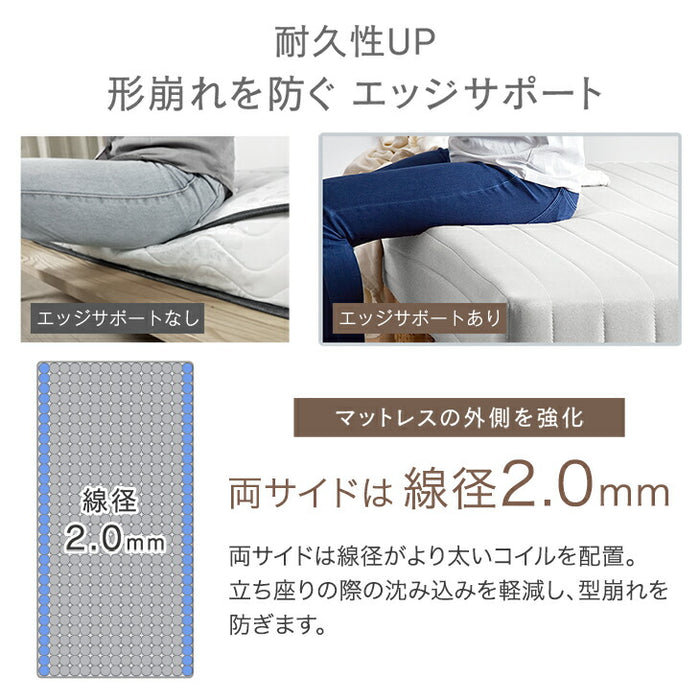 ［セミダブル］組み立て簡単 脚付きマットレス ボンネルコイル 高反発 圧縮梱包 安心のエコテックス生地 一体型 〔17800151〕