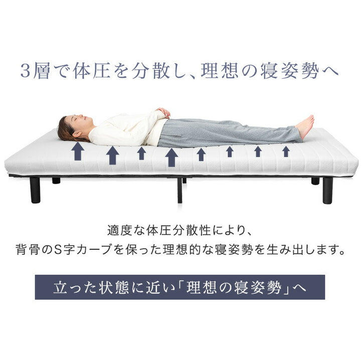 [シングル] ［極厚タイプ］脚付きマットレス 厚さ18cm 高反発 安心のエコテックス生地  圧縮 一体型 〔17810170〕