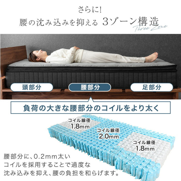 [セミダブル] 選べる寝心地！ 硬さ調整 ピロートップ マットレス 抗菌 防臭 リバーシブル ポケットコイル 〔17810142〕