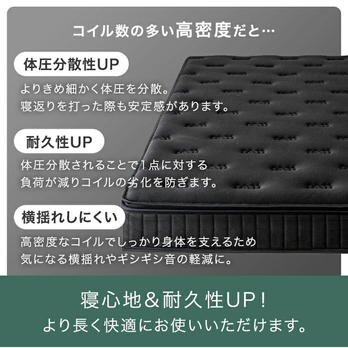 [シングル] 極厚22cm 高反発ピロートップ ボンネルコイル マットレス 抗菌 防臭 防ダニ〔17810149〕