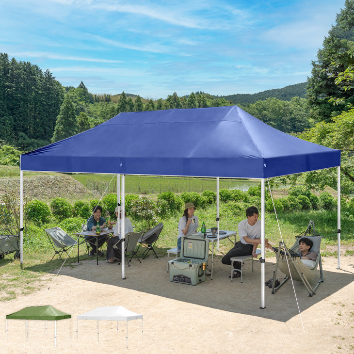 特大3×6m] 大人数で使える！ワンタッチ タープテント 大型 2段階調節