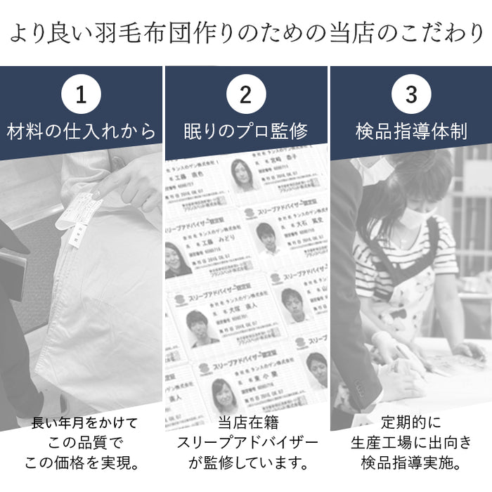 [シングルロング] 羽毛布団 日本製 スタンダードタイプ ホワイトダックダウン70% 洗える ウォッシャブル〔19110061〕
