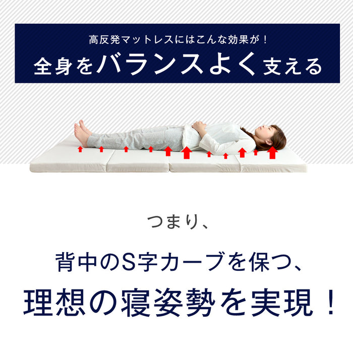 [セミダブル] 高反発マットレス 3つ折り  厚み10cm 日本製〔23300045〕