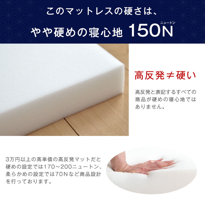 [ダブル]高反発マットレス 三つ折り 日本製 硬め 厚み10cm 〔23300046〕