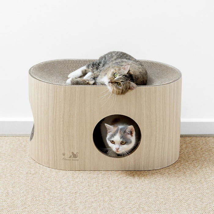 キャットタワー ［高さ98cm］ワントーン 据え置き ハウス着脱 洗える