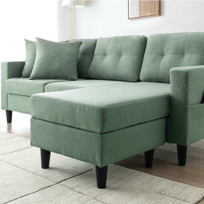 【新発売記念プライス】左右変換OK  カウチソファ 3人掛け お掃除ロボ対応 ポケットコイル 【超大型商品】〔23570263〕