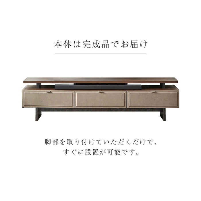 テレビ台 180cm 完成品 国産 サウンドバー収納 ローボード ロータイプ テレビボード テレビラック 32型 40インチ 50インチ 50型 55インチ 55型 65インチ 65型 180 収納 引き出し ブラウン レザー調 【超大型商品】〔24900112〕