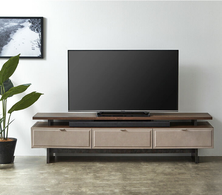 テレビ台 180cm 完成品 国産 サウンドバー収納 ローボード ロータイプ テレビボード テレビラック 32型 40インチ 50インチ 50型 55インチ 55型 65インチ 65型 180 収納 引き出し ブラウン レザー調 【超大型商品】〔24900112〕
