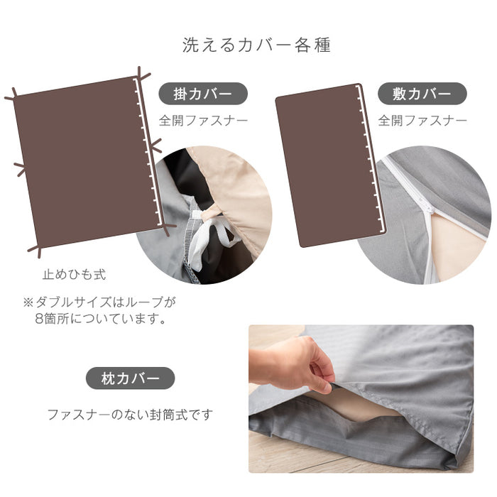 [シングル] 布団7点セット 増量1.6kg 掛け布団 固綿入り 三層敷布団 抗菌・防臭・防カビ加工〔26700013〕