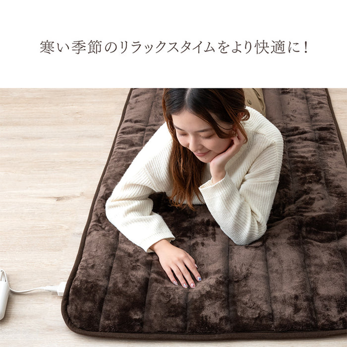 ホッとごろ寝マット 80×180cm 洗える電気ホットカーペット 3段階温度調節 床暖房 フランネル コンパクト〔30300012〕