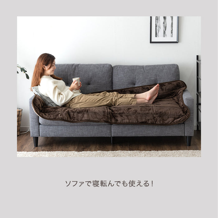 ホッとごろ寝マット 80×180cm 洗える電気ホットカーペット 3段階温度調節 床暖房 フランネル コンパクト〔30300012〕