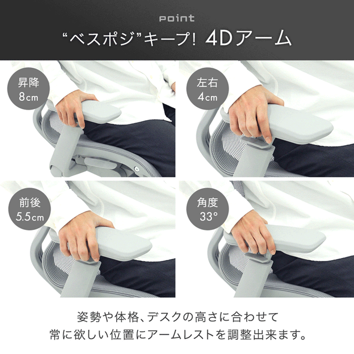 【新発売記念プライス】オフィスチェア ワントーンデザイン ハイバック 4Dアームレスト  ロッキング3段階固定 ヘッドレスト〔31500061〕