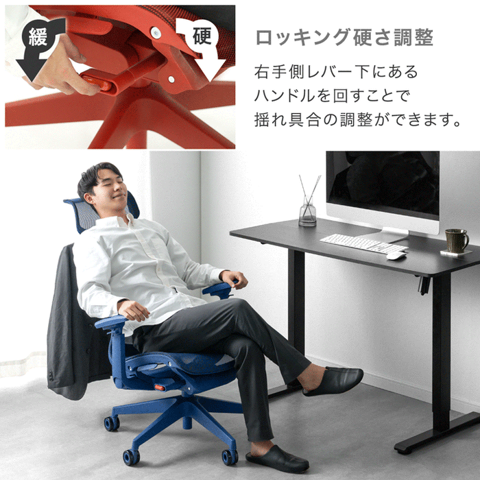 【新発売記念プライス】オフィスチェア ワントーンデザイン ハイバック 4Dアームレスト  ロッキング3段階固定 ヘッドレスト〔31500061〕