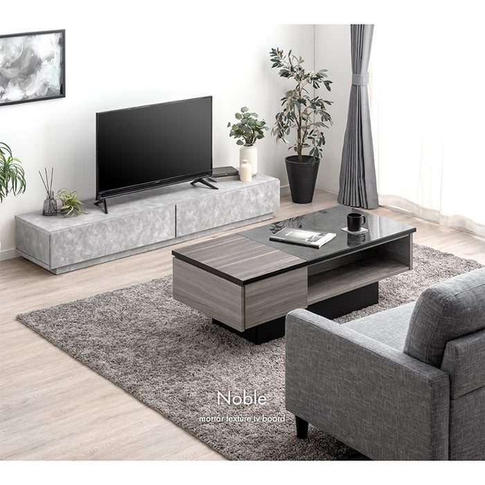 ［幅180］テレビ台 ローボード 国産 完成品 モルタル調 テレビラック 収納 日本製【超大型商品】〔33010062〕