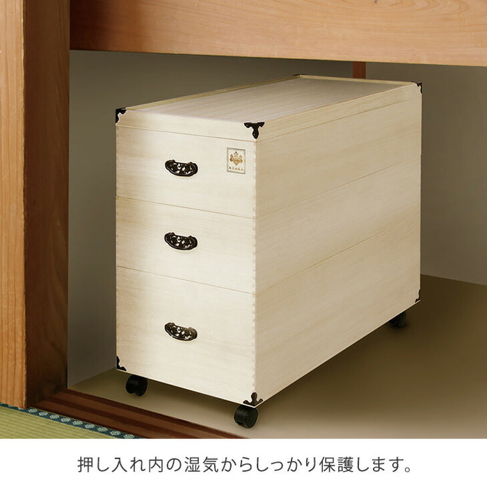 ［1段］ひな人形収納 総桐 完成品 キャスター付き 衣類収納〔35010106〕