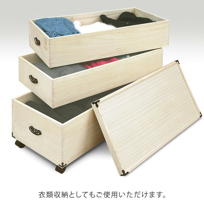 ［1段］ひな人形収納 総桐 完成品 キャスター付き 衣類収納〔35010106〕