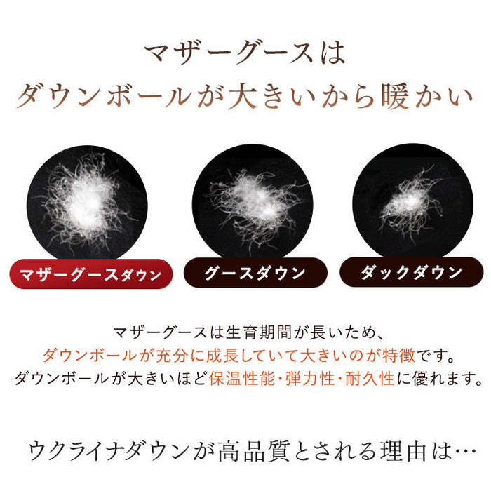 [ダブル] 平和の羽毛 マザーグース 超増量 ウクライナ産 グース 95% 日本製 羽毛布団 二層キルト 60サテン 綿100％ 440 dp以上  洗浄度1500mm 抗菌 防臭 防ダニ ブラックラベル 〔39100358〕