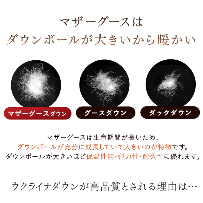 [シングル] 平和の羽毛 マザーグース 超増量 ウクライナ産 グース 95% 日本製 羽毛布団 二層キルト 60サテン 綿100％ 440 dp以上  洗浄度1500mm 抗菌 防臭 防ダニ ブラックラベル 〔39100356〕