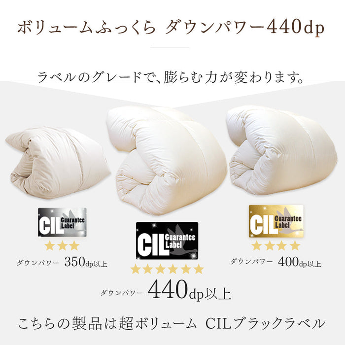 [ダブル] 平和の羽毛 マザーグース 超増量 ウクライナ産 グース 95% 日本製 羽毛布団 二層キルト 60サテン 綿100％ 440 dp以上  洗浄度1500mm 抗菌 防臭 防ダニ ブラックラベル 〔39100358〕