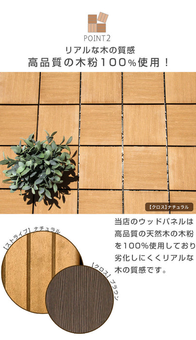 ［9枚］0.8平米用 ウッドパネル 人工木 ウッドタイル ガーデン ガーデニング DIY デッキパネル〔42310014〕