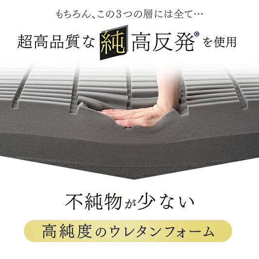 【新発売記念プライス】[シングル] 3層×3ゾーン 寝心地フルカスタム プレミアム 純高反発マットレス 3つ折り 極厚 20cm 3層構造 〔43300148〕