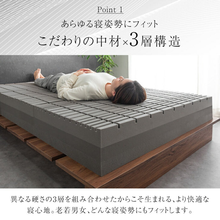 [シングル] 3層×3ゾーン 寝心地フルカスタム プレミアム 純高反発マットレス 3つ折り 極厚 20cm 3層構造 〔43300148〕
