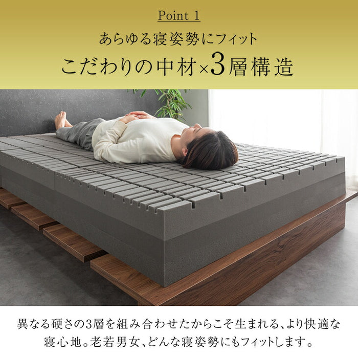 【新発売記念プライス】[シングル] 3層×3ゾーン 寝心地フルカスタム プレミアム 純高反発マットレス 3つ折り 極厚 20cm 3層構造 〔43300148〕