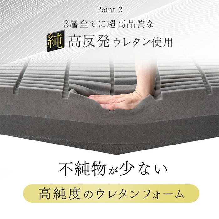 [シングル] 3層×3ゾーン 寝心地フルカスタム プレミアム 純高反発マットレス 3つ折り 極厚 20cm 3層構造 〔43300148〕