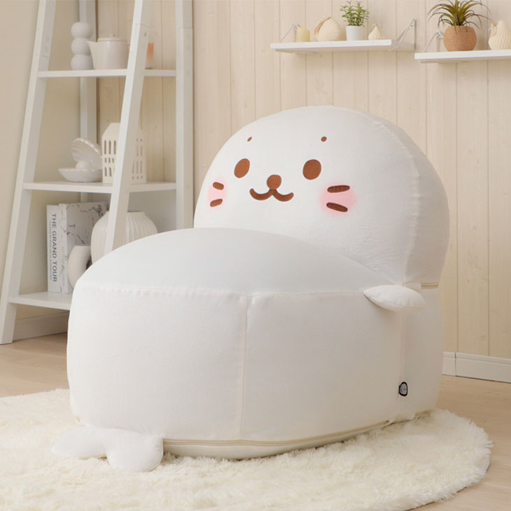 1人掛け しろたんビーズソファ 日本製 ビーズクッション〔44180004