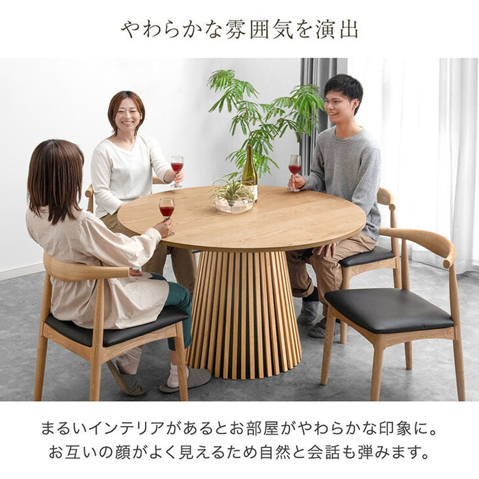 【新発売記念プライス】［幅120］"ジャパンディスタイル" ダイニングテーブル 5点セット 天然木 北欧 おしゃれ 円形 4人掛け【テーブル搬入設置込】【超大型配送】〔99900604〕