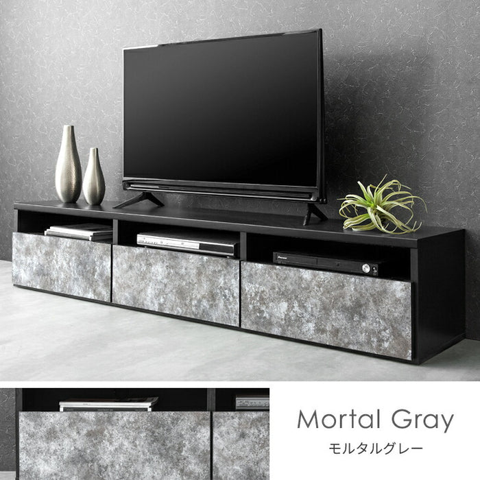 ［幅180cm］テレビ台 日本製 収納 完成品 ロータイプ モルタル調 テレビラック 木製【超大型商品】〔51300002〕