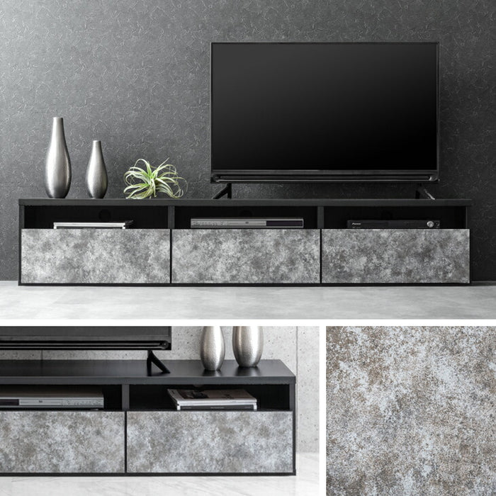 ［幅180cm］テレビ台 日本製 収納 完成品 ロータイプ モルタル調 テレビラック 木製【超大型商品】〔51300002〕