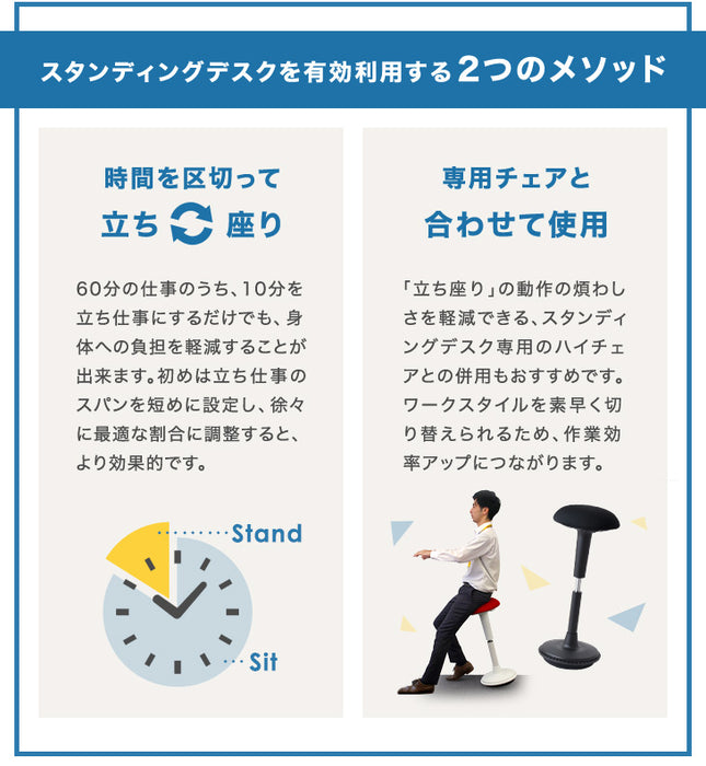 人間工学に基づいた スタンディングデスク 足置き付き 幅120 ラック付き 収納 デスク 学習机〔56800004〕