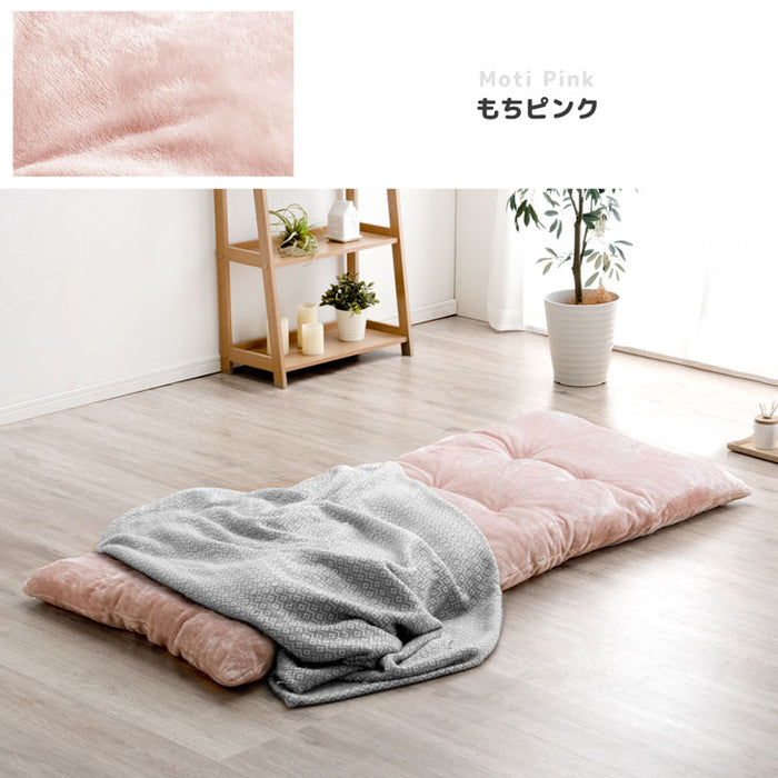 もちまる監修 洗える ごろ寝マット 80×180cm もちとろ肌触り マイクロファイバー〔61140721〕