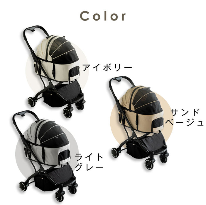 オクスフォード紡績新品　ペットカート　対面式　分離式　犬用品　4輪　ベージュ×ブラック　リード付き