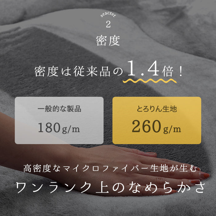 [200×250]  超極厚60mm とろりんラグ 3畳 とろけるような肌触り 極細マイクロファイバー ホットカーペット対応〔65010010〕