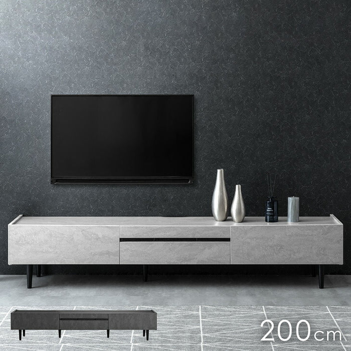 ［幅200cm］テレビ台  完成品 テレビボード 50型 ストーン調 TV台 ローボード【超大型商品】〔71050010〕