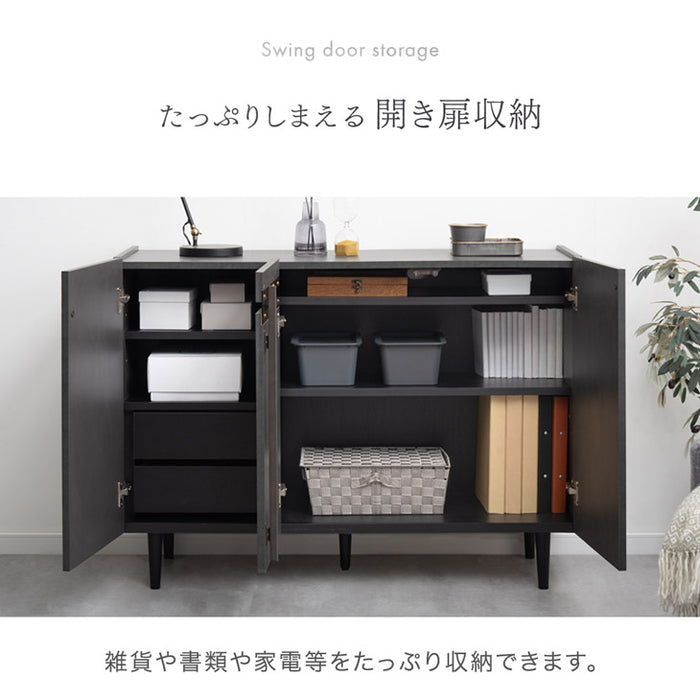 サイドボード 傷に強いメラミン天板 完成品 120cm キャビネット チェスト サイドチェスト【超大型商品】〔71050015a〕