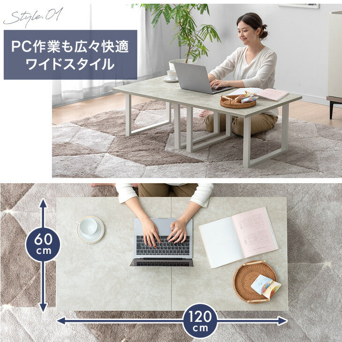 【新発売記念プライス】［幅60cm］３Way ツインテーブル 2台 セット センターテーブル テーブル リビングテーブル ローテーブル ネストテーブル コーヒーテーブル〔72600091〕