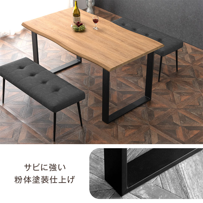 ［幅140］4人掛け ダイニングテーブル３点セット ダイニングベンチ ヴィンテージ レザー調【超大型商品】〔72610007〕