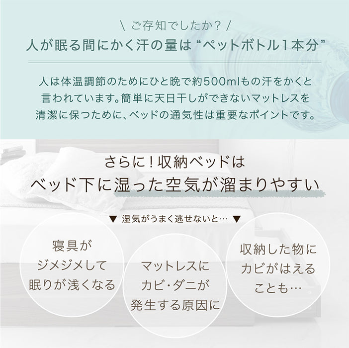 [シングル] 衣替え 大容量ベッド マットレス付き ボンネルコイル USB 2コンセント 宮付き ベッドフレーム ベット シングルベッド〔99900057〕
