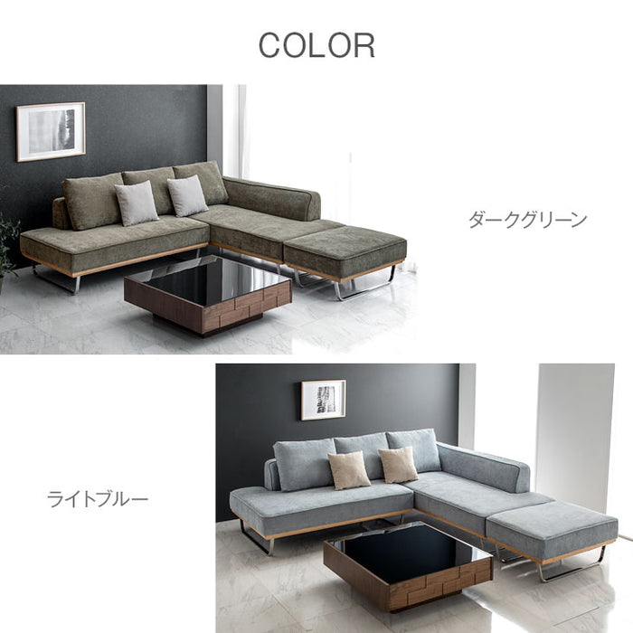 4人掛け コーデュロイソファ カウチソファ  L字 コーナーソファ 【超大型商品】【搬入設置込み】〔74800055〕