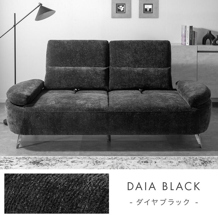 ［幅210cm］ラメ入り ソファベッド 2人掛け ハイバック スチール脚 クッション付【超大型商品】〔74800089〕