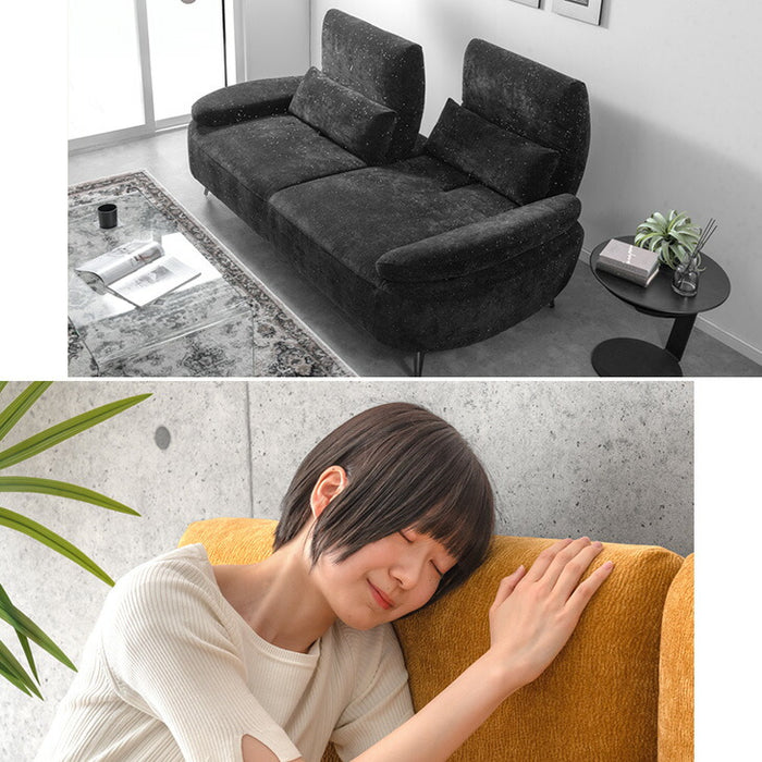 ［幅210cm］ラメ入り ソファベッド 2人掛け ハイバック スチール脚 クッション付【超大型商品】〔74800089〕